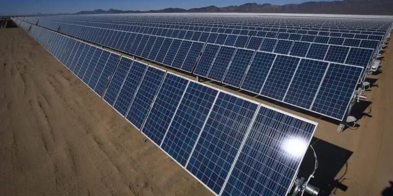 Ground mount solar rows installed across open terrain, showing inter-row spacing at ground level